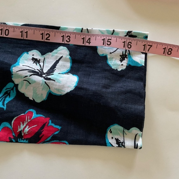 Talbots 100% Linen Beaded Neckline Navy Hibiscus Tropical Floral Tunic Dress XS - Picture 15 of 15